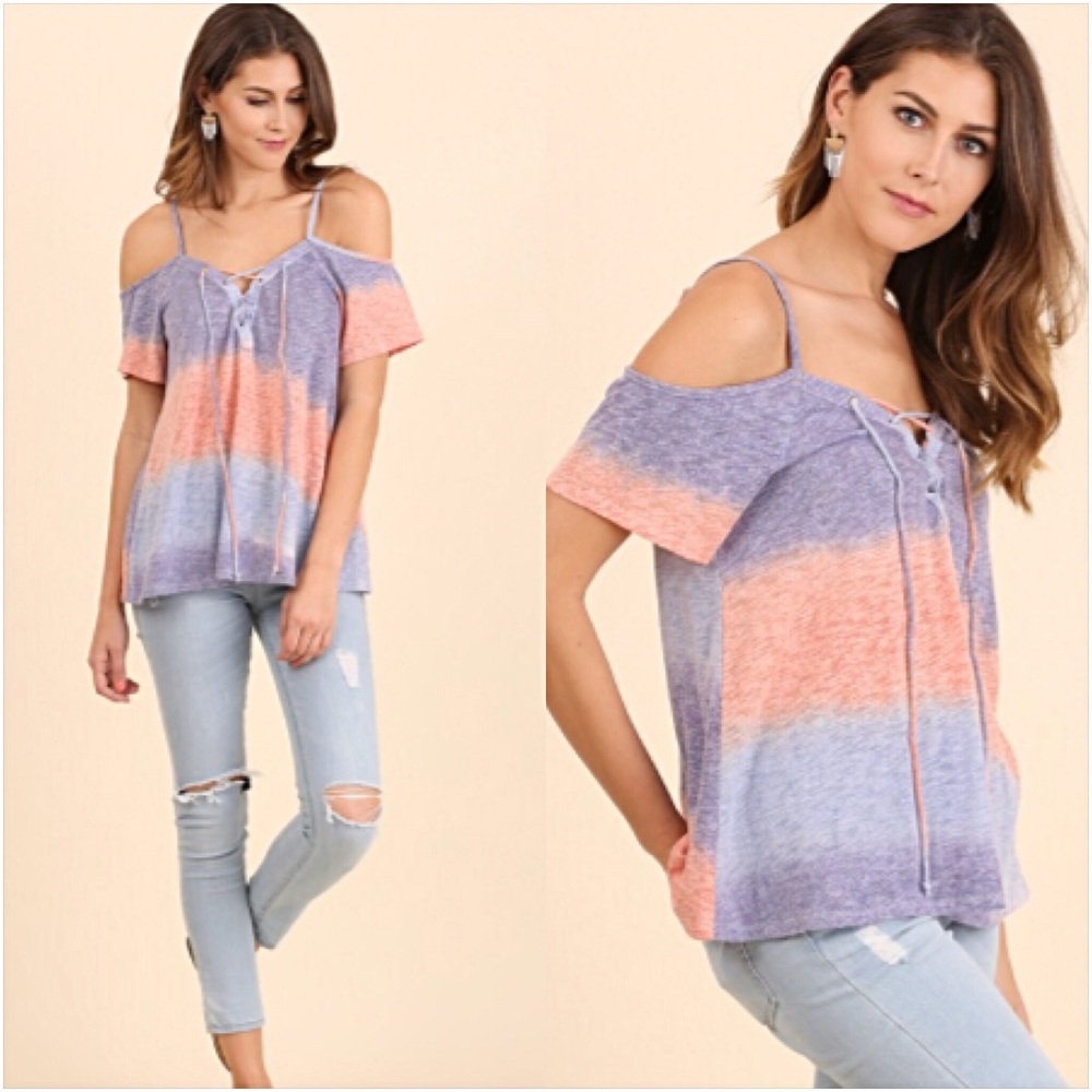 📍SALE Boho Chic Tie Dye Lace Up Flowy Top SML - Picture 7 of 7